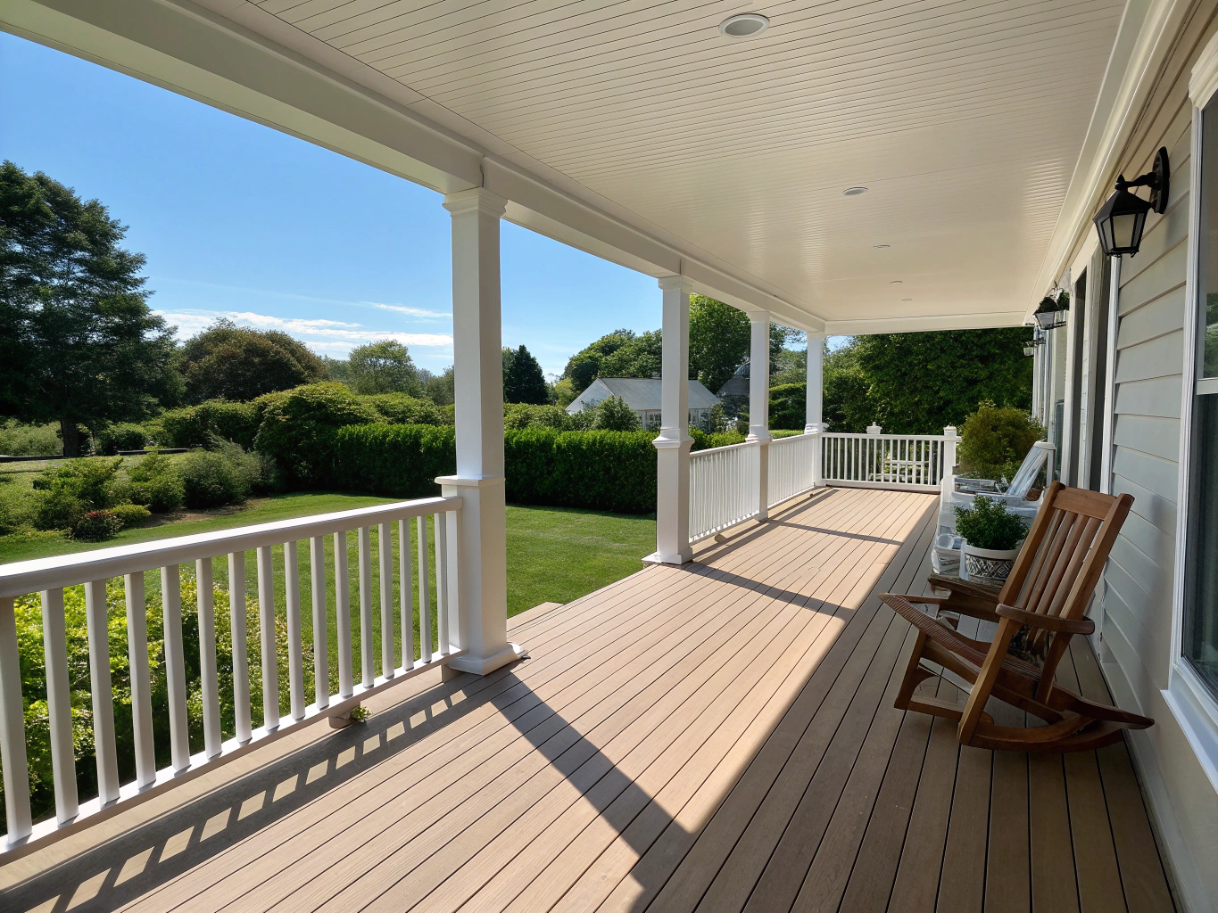 Undercover outdoor verandah featuring exposed timber rafters and ceiling lining